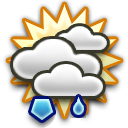 Onweer, Hagel, Regen, Grotendeels bewolkt